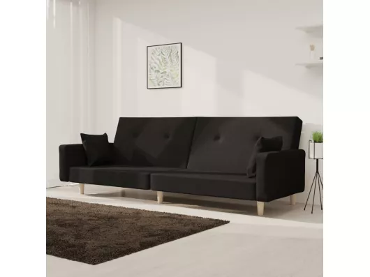 Kauf Unique Schlafsofa 2-Sitzer mit 2 Kissen Schwarz Stoff