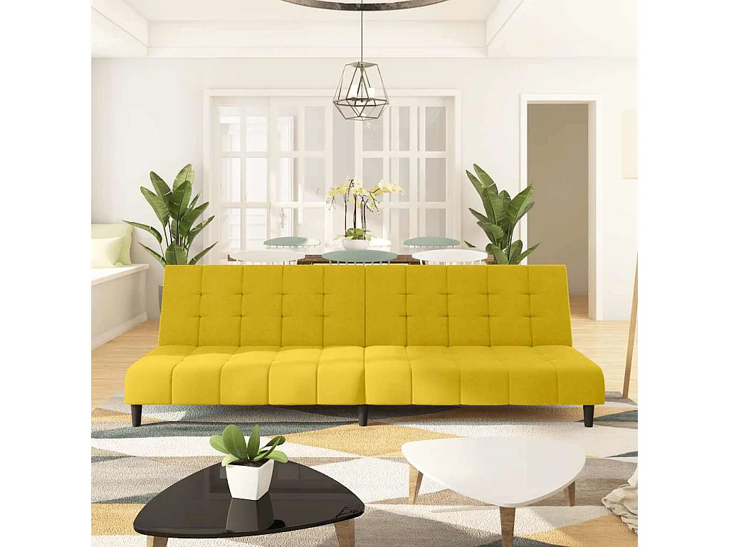 Schlafsofa 2-Sitzer Gelb Samt