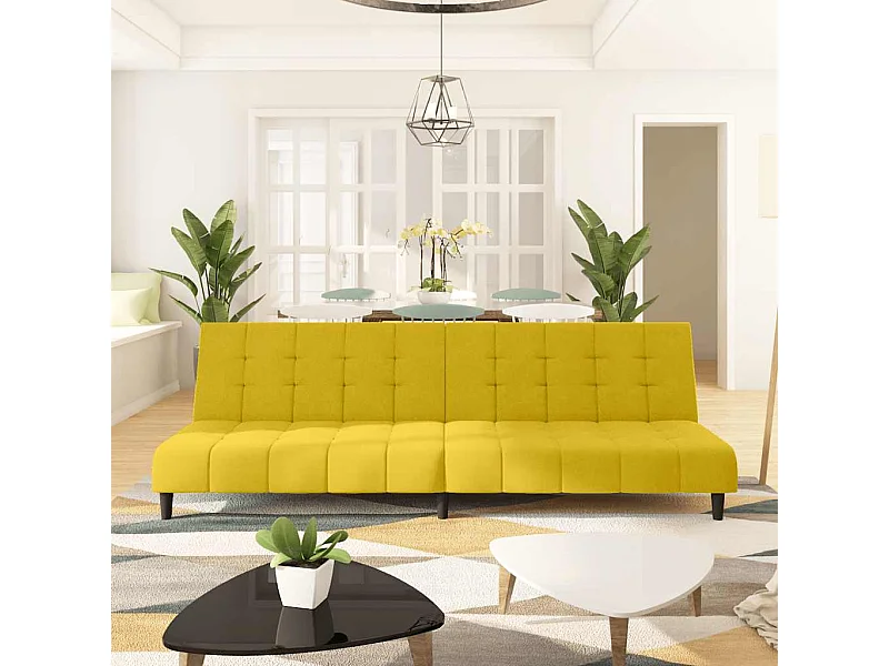 Canapé-lit 2 places jaune velours
