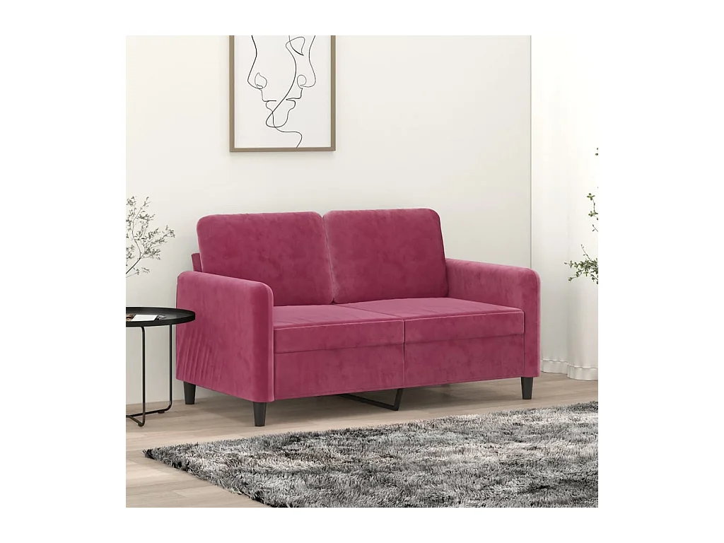 Canapé à 2 places Rouge bordeaux 120 cm Velours