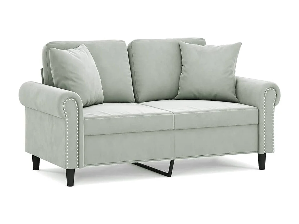 2-Sitzer-Sofa mit Zierkissen Hellgrau 120 cm Samt