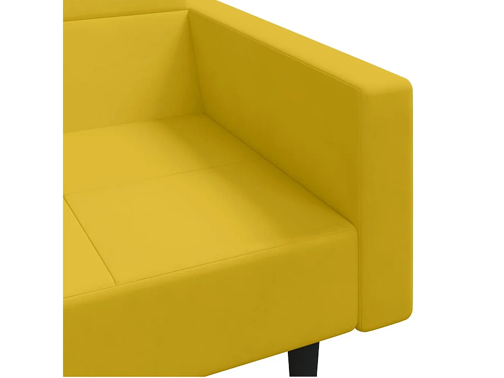 Sofá-cama 2 lugares com duas almofadas veludo amarelo