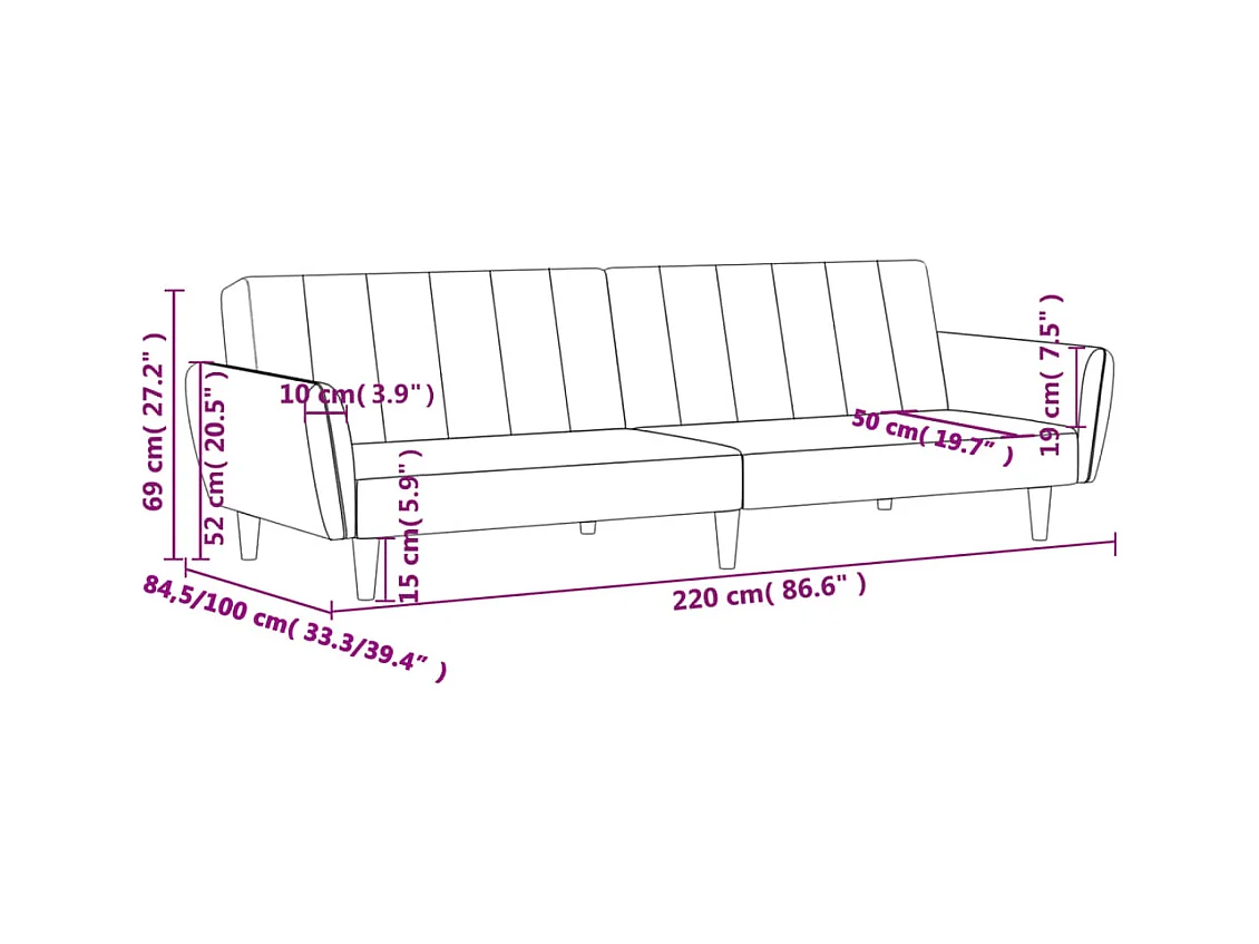 Schlafsofa 2-Sitzer Schwarz Samt