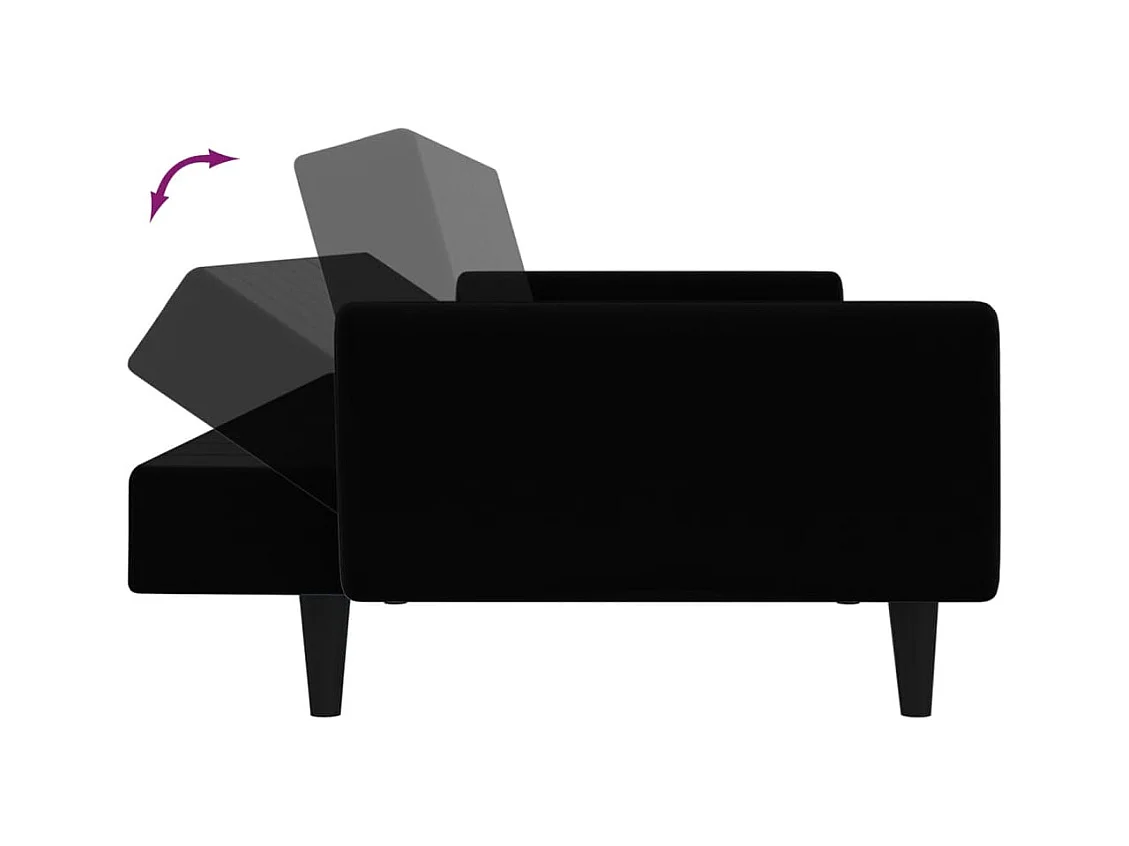 Schlafsofa 2-Sitzer Schwarz Samt