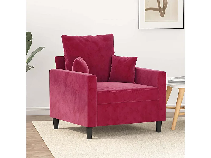 Fauteuil Rouge bordeaux 60 cm Velours