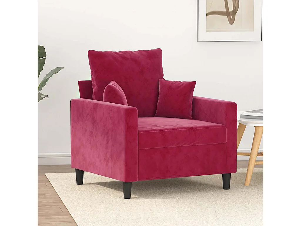 Fauteuil Rouge bordeaux 60 cm Velours