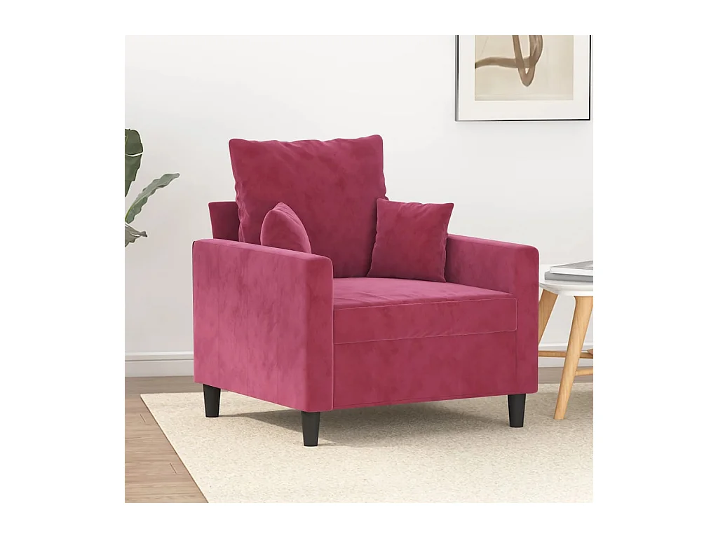 Fauteuil Rouge bordeaux 60 cm Velours