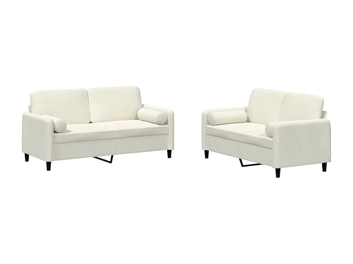 2-delige Loungeset met kussens fluweel crèmekleurig