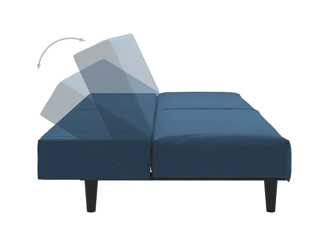 Slaapbank 2-zits fluweel blauw