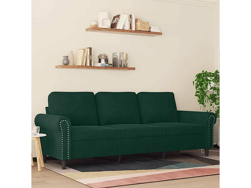 Canapé à 3 places Vert foncé 180 cm Velours