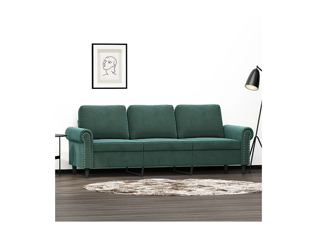Canapé à 3 places Vert foncé 180 cm Velours
