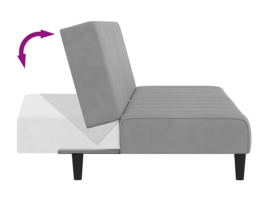 Schlafsofa 2-Sitzer Hellgrau Samt