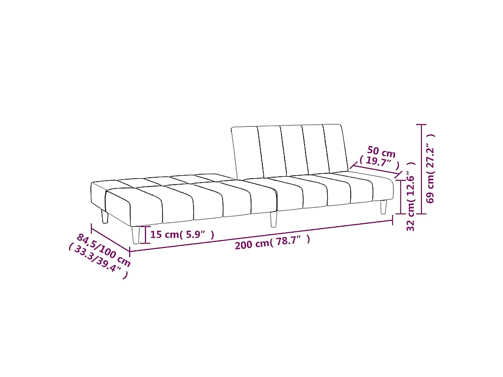 Canapé-lit à 2 places gris clair velours