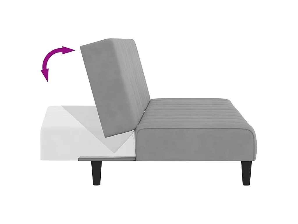 Canapé-lit à 2 places gris clair velours