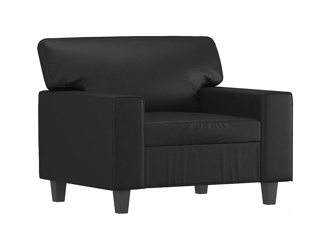 Poltrona con Poggiapiedi Nero 60 cm in Similpelle