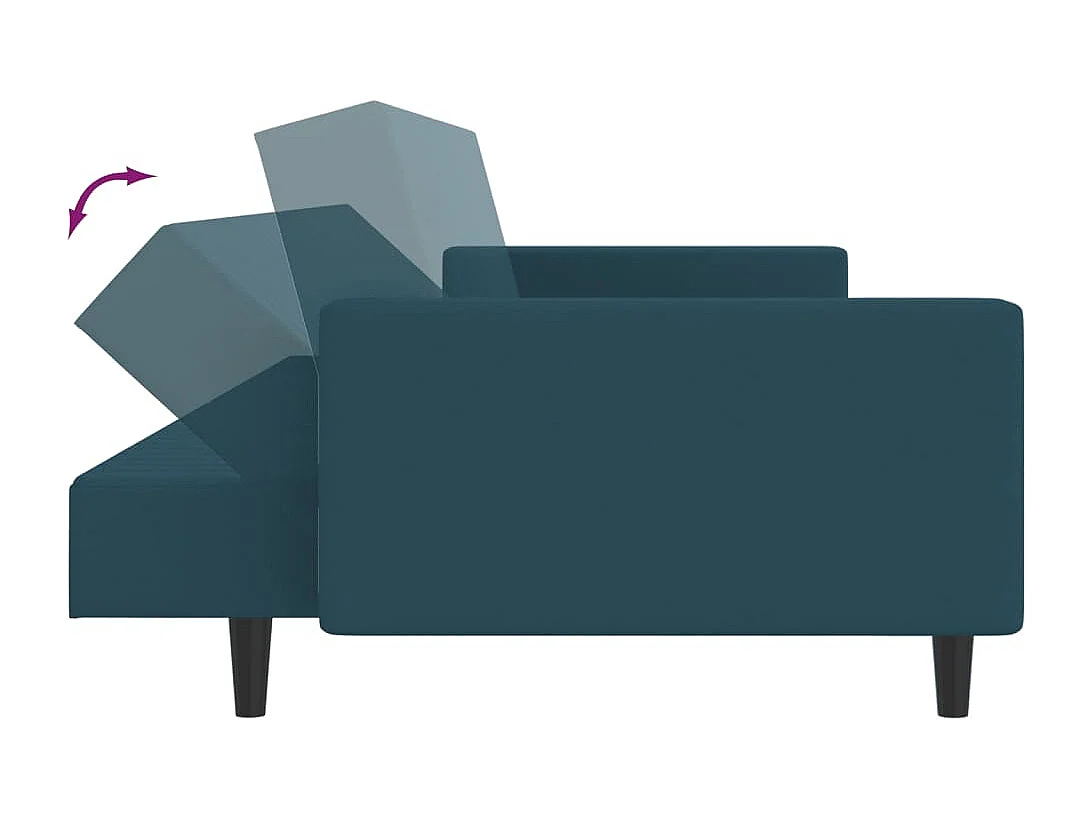 Schlafsofa 2-Sitzer Blau Samt