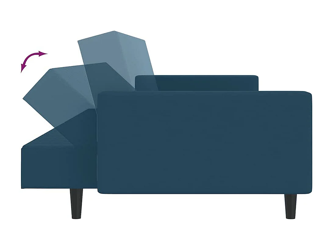 Schlafsofa 2-Sitzer Blau Samt