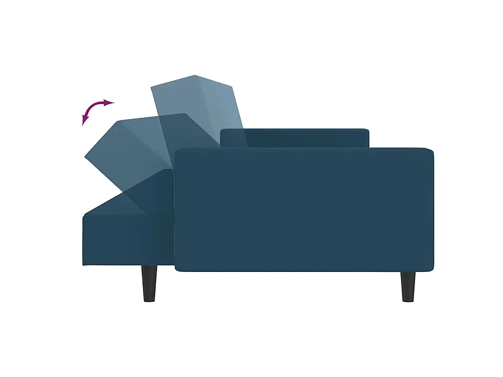 Divano Letto a 2 Posti Blu in Velluto