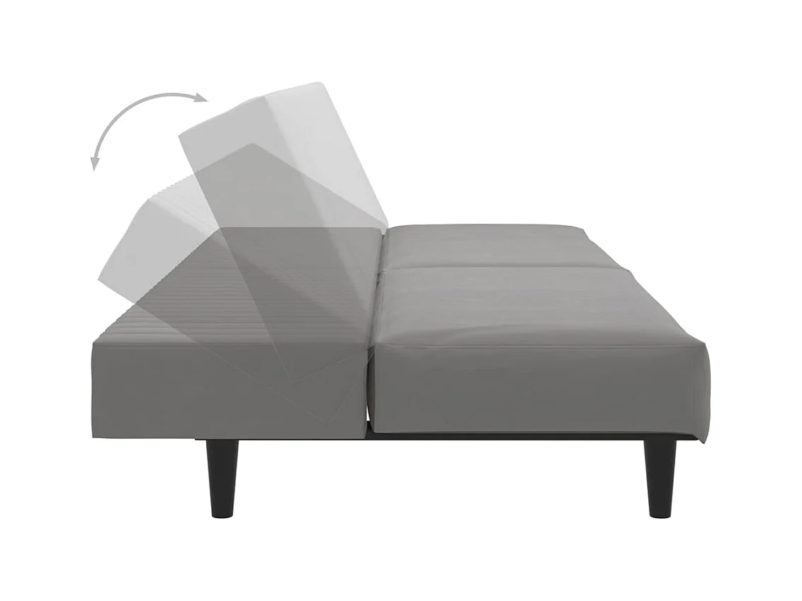 Schlafsofa 2-Sitzer Hellgrau Samt