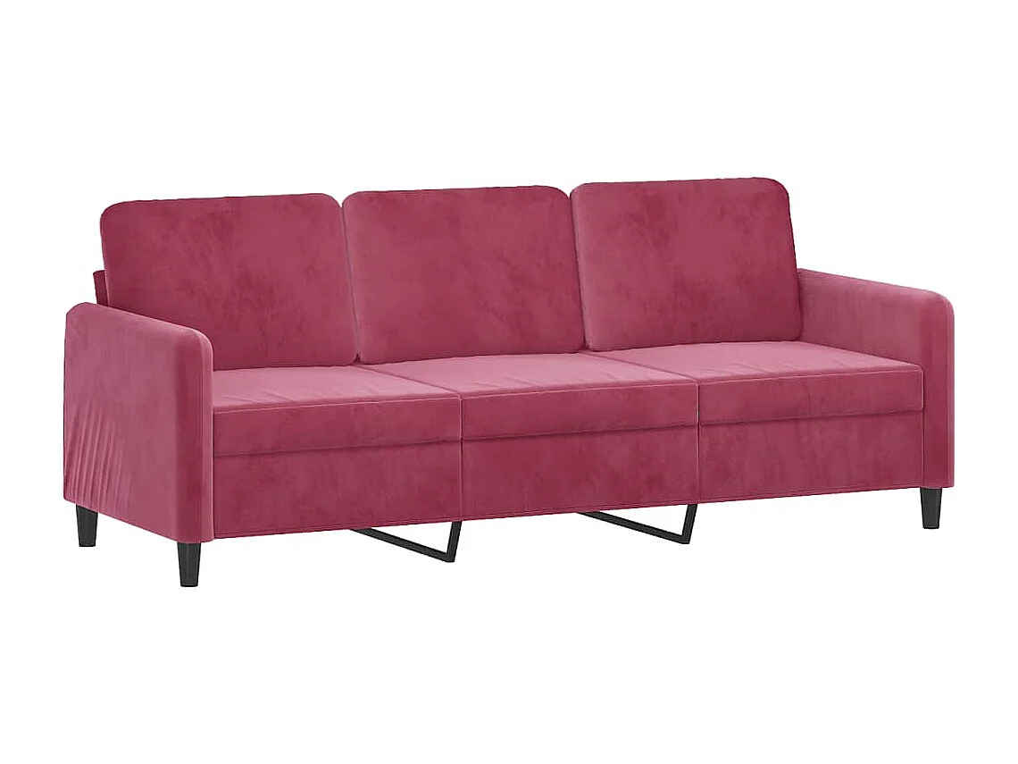 Set di Divani 3 pz Rosso Vino in Velluto