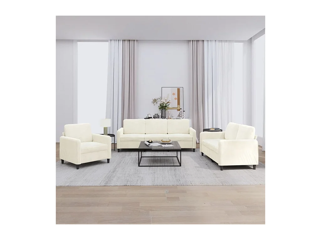 Ensemble de canapés 3 pcs crème velours