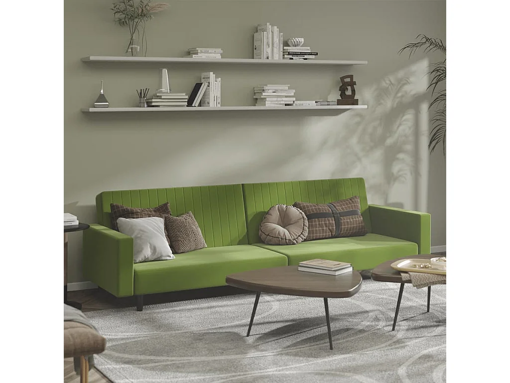 Schlafsofa 2-Sitzer Hellgrün Samt