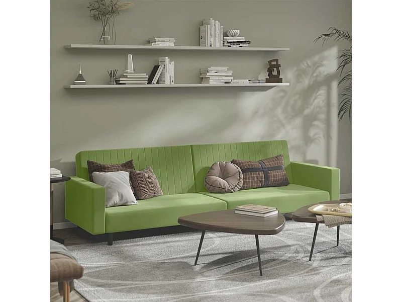 Canapé-lit à 2 places vert clair velours