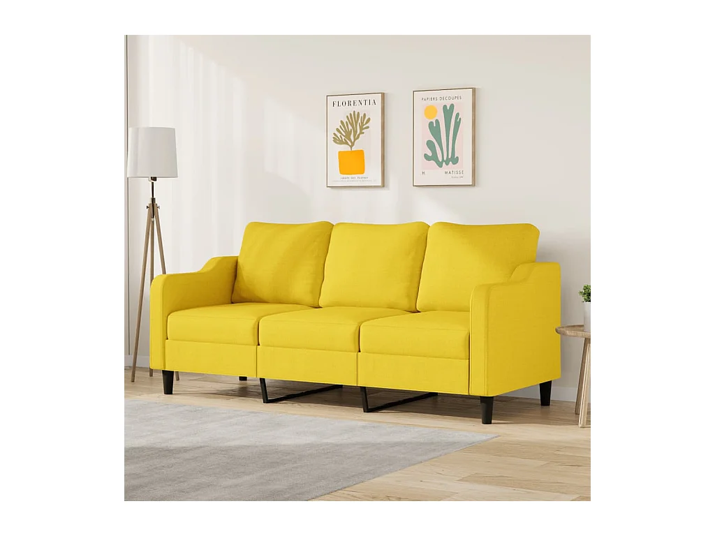 Canapé à 3 places Jaune clair 180 cm Tissu