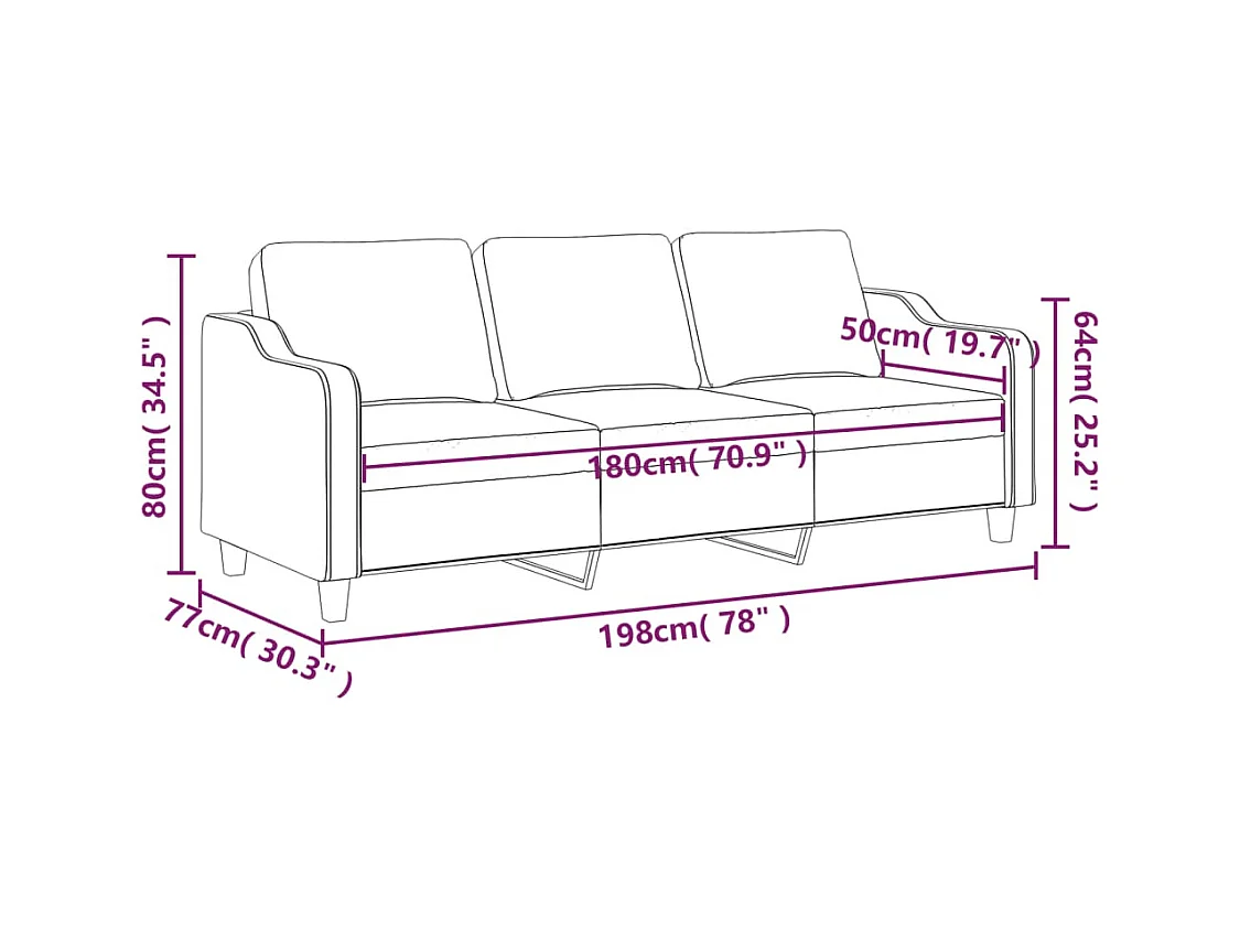 3-Sitzer-Sofa Hellgelb 180 cm Stoff