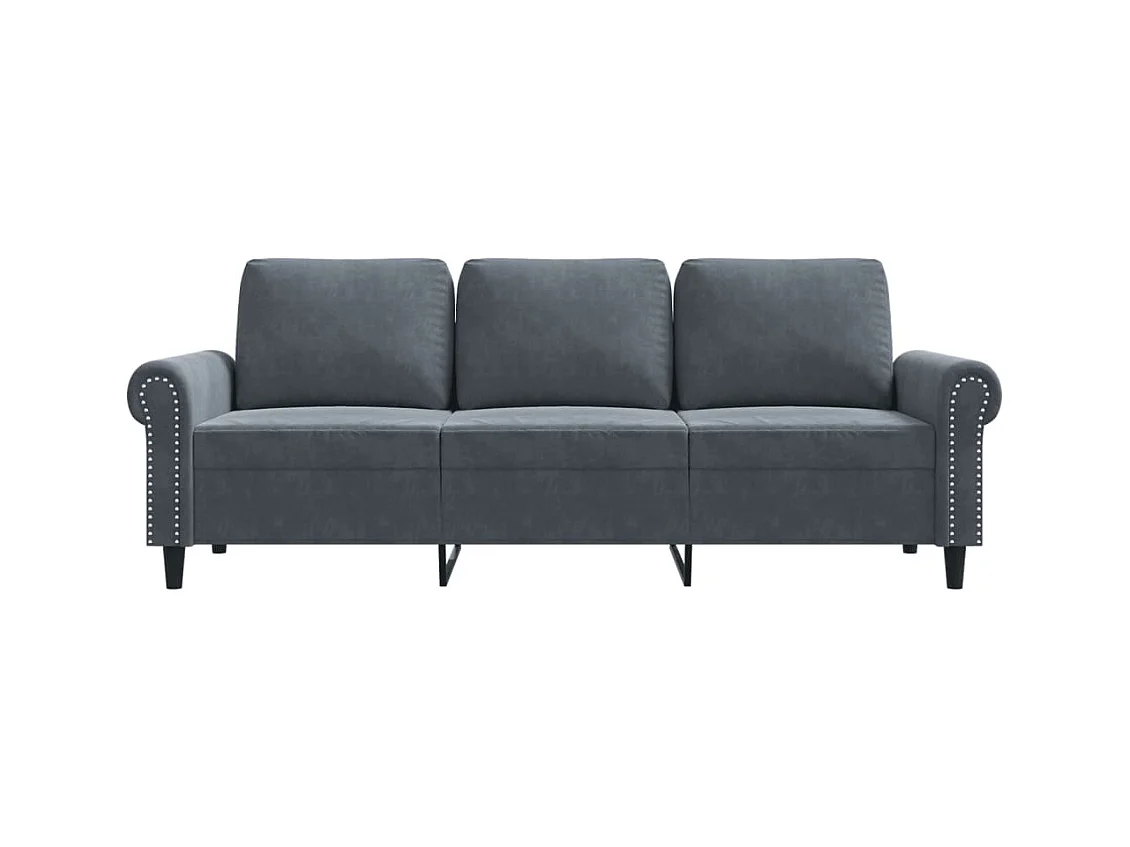Canapé à 3 places Gris foncé 180 cm Velours