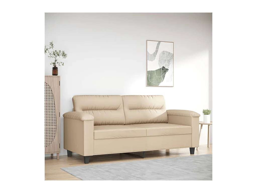 Canapé à 2 places Crème 140 cm Tissu microfibre