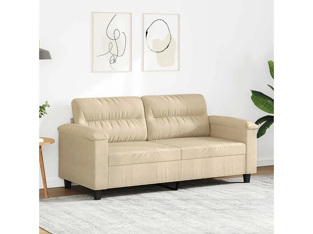 Canapé à 2 places Crème 140 cm Tissu microfibre