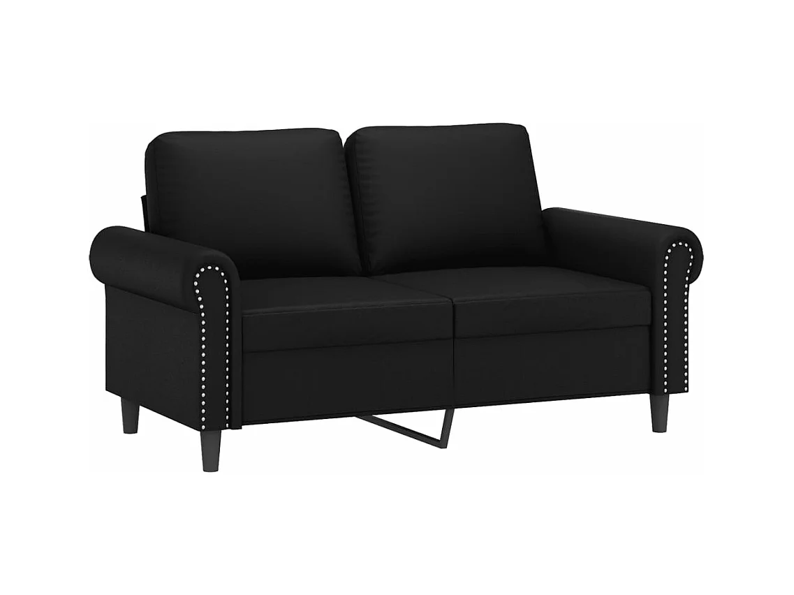 Canapé 2 places avec oreillers décoratifs noir 120cm similicuir