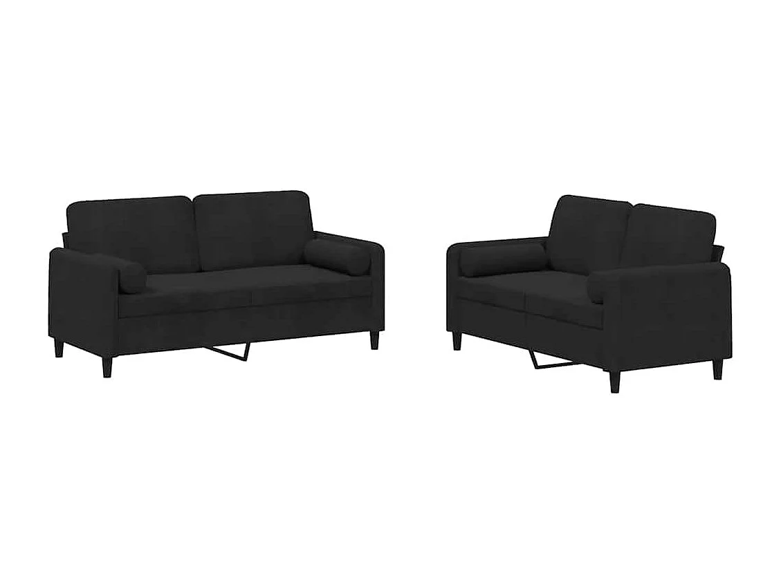 Ensemble de canapés 2 pcs avec coussins noir velours