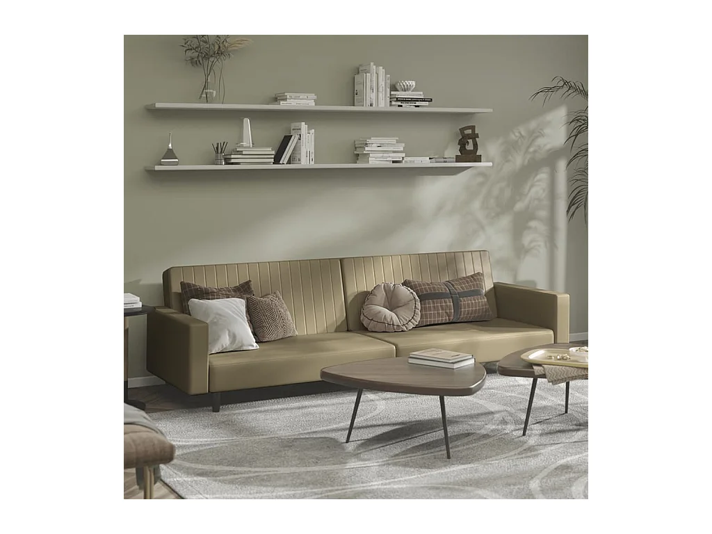 Canapé-lit 2 places cappuccino similicuir