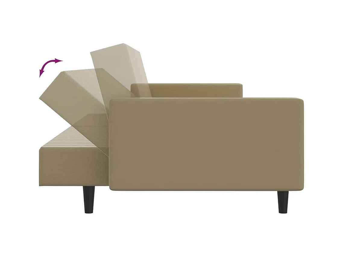 Slaapbank 2-zits kunstleer cappuccinokleurig