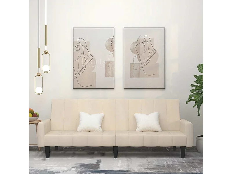 Schlafsofa 2-Sitzer Creme Samt