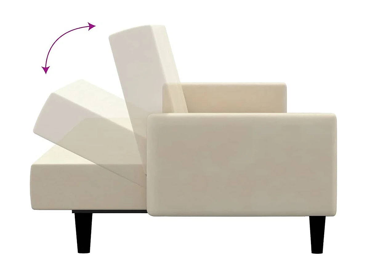 Schlafsofa 2-Sitzer Creme Samt