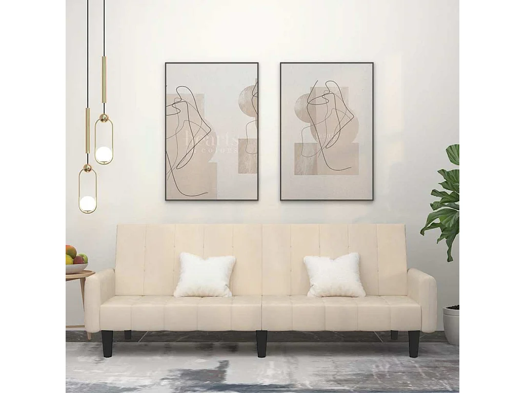 Canapé-lit à 2 places crème velours