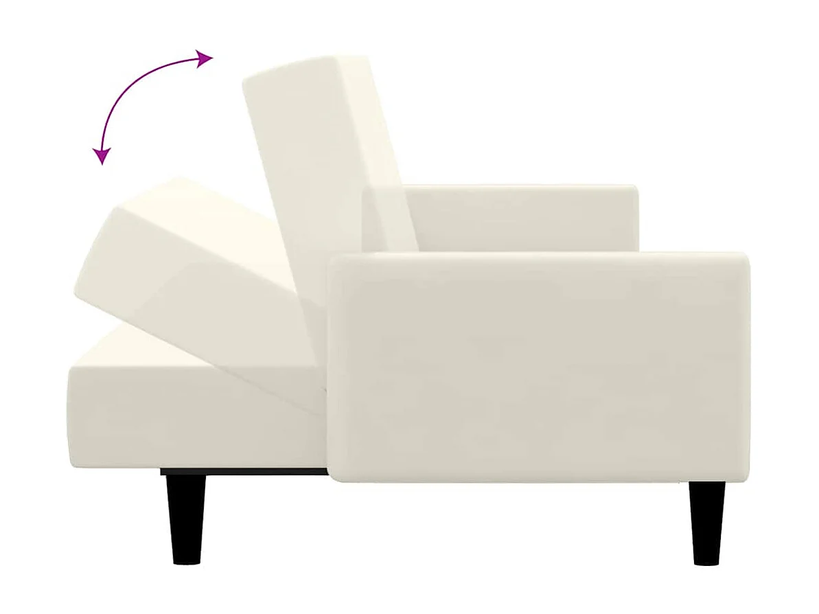 Canapé-lit à 2 places crème velours