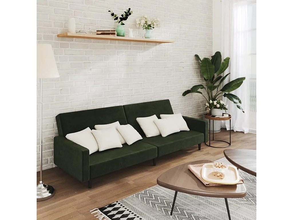 Schlafsofa 2-Sitzer Dunkelgrün Samt