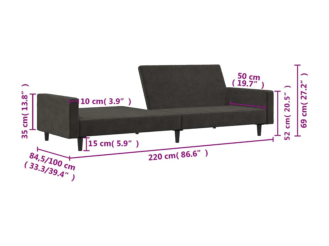 Schlafsofa 2-Sitzer Dunkelgrün Samt