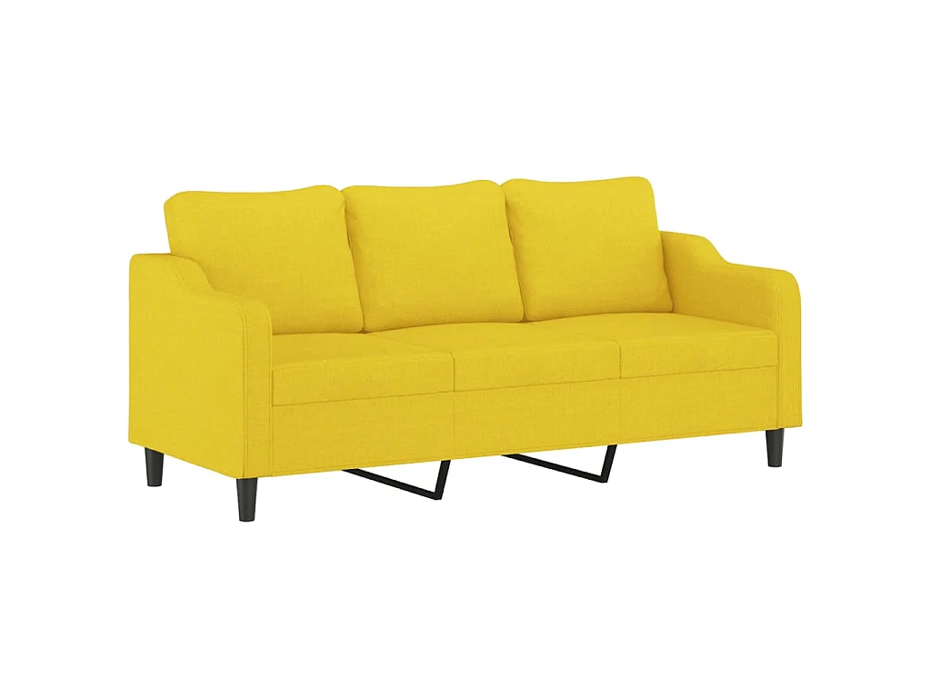 Ensemble de canapés 3 pcs avec coussins jaune clair tissu