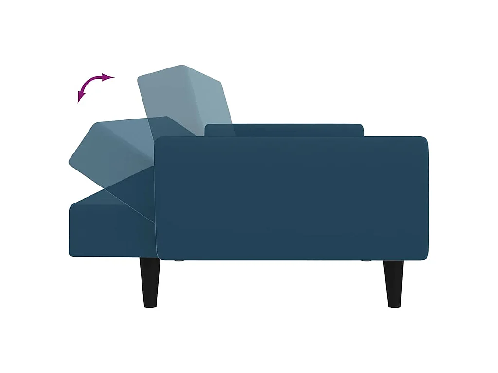 Schlafsofa 2-Sitzer Blau Samt