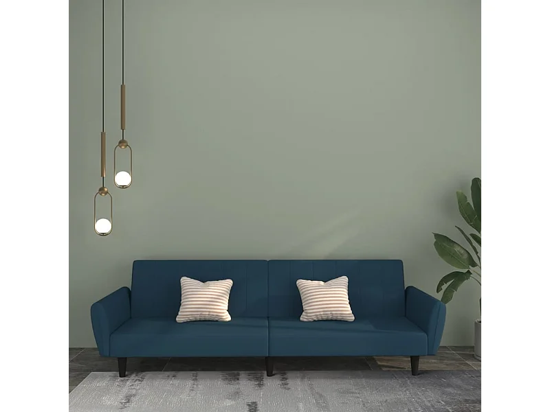 Slaapbank 2-zits fluweel blauw