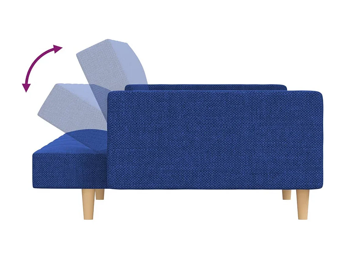 Schlafsofa 2-Sitzer mit 2 Kissen Blau Stoff