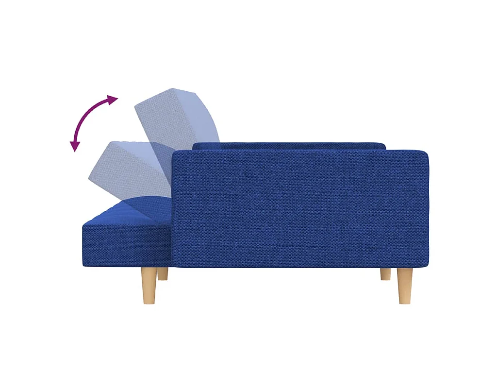 Canapé convertible clic-clac 2 places en tissu bleu