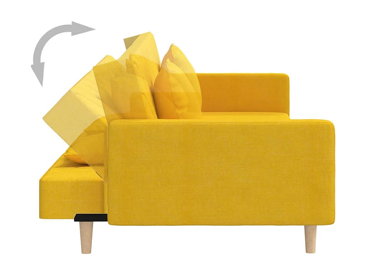 Schlafsofa 2-Sitzer mit 2 Kissen Gelb Stoff