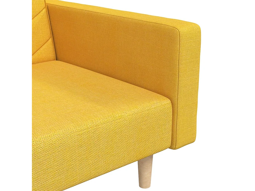 Schlafsofa 2-Sitzer mit 2 Kissen Gelb Stoff