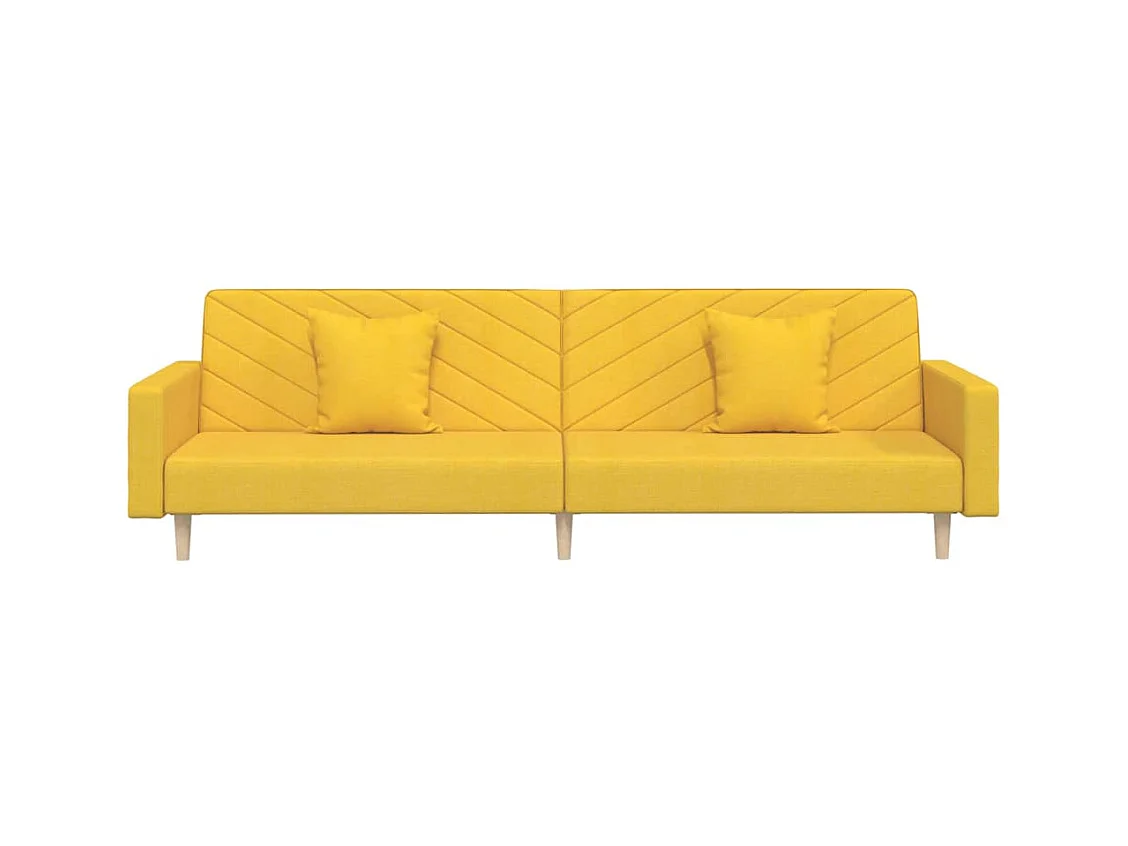 Sofá cama de 2 plazas con dos almohadas tela color amarillo
